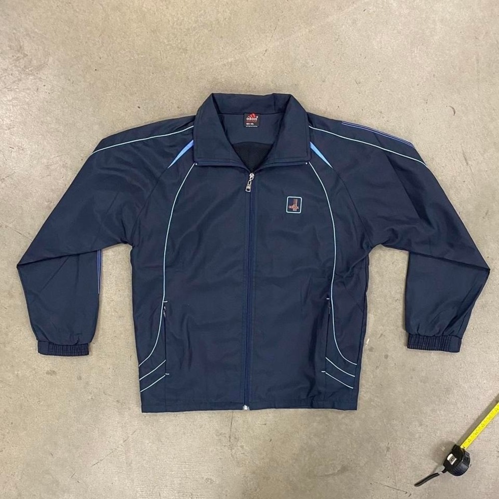 Vintage 90s Adidas Navy Blue Rare Windbreaker Black and Red Tag Athletic Size XL